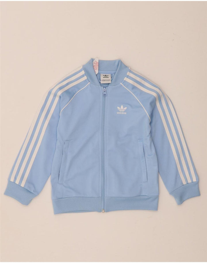Adidas Boys Tracksuit Top Jacket 5-6 Years Blue Polyester
