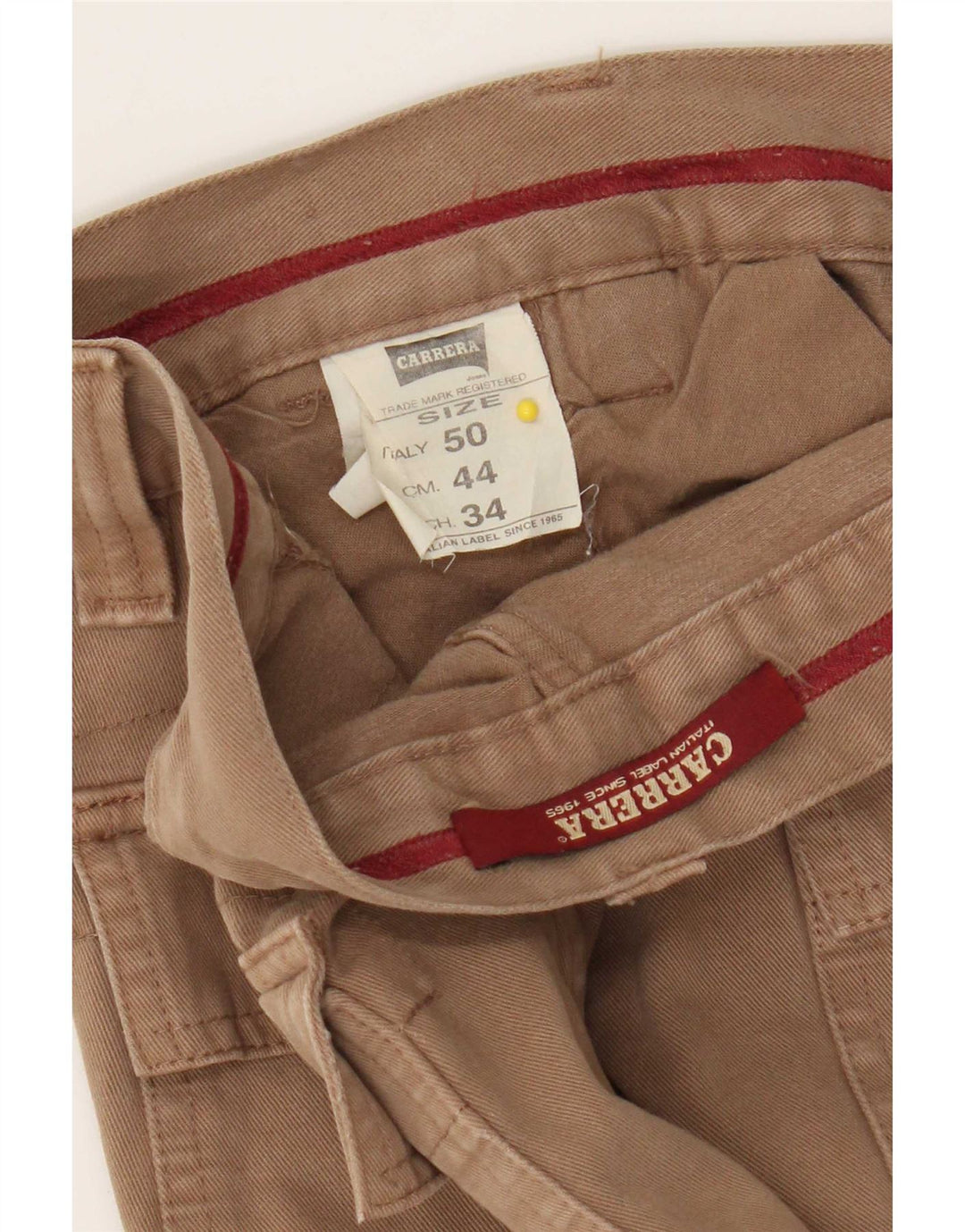 Carrera Mens Straight Cargo Trousers W34 L34 Beige Cotton