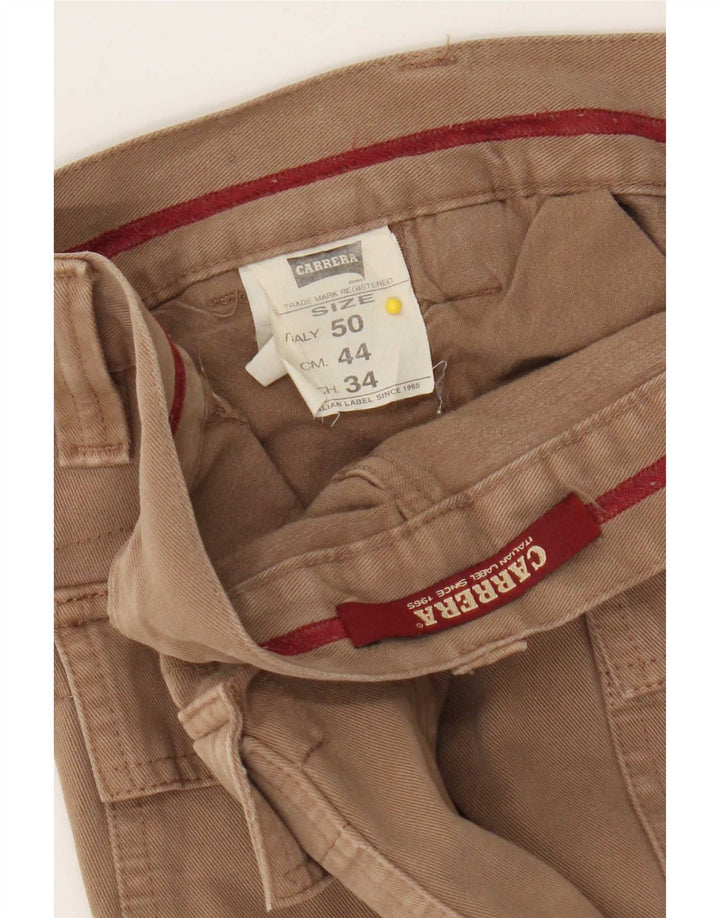 Carrera Mens Straight Cargo Trousers W34 L34 Beige Cotton