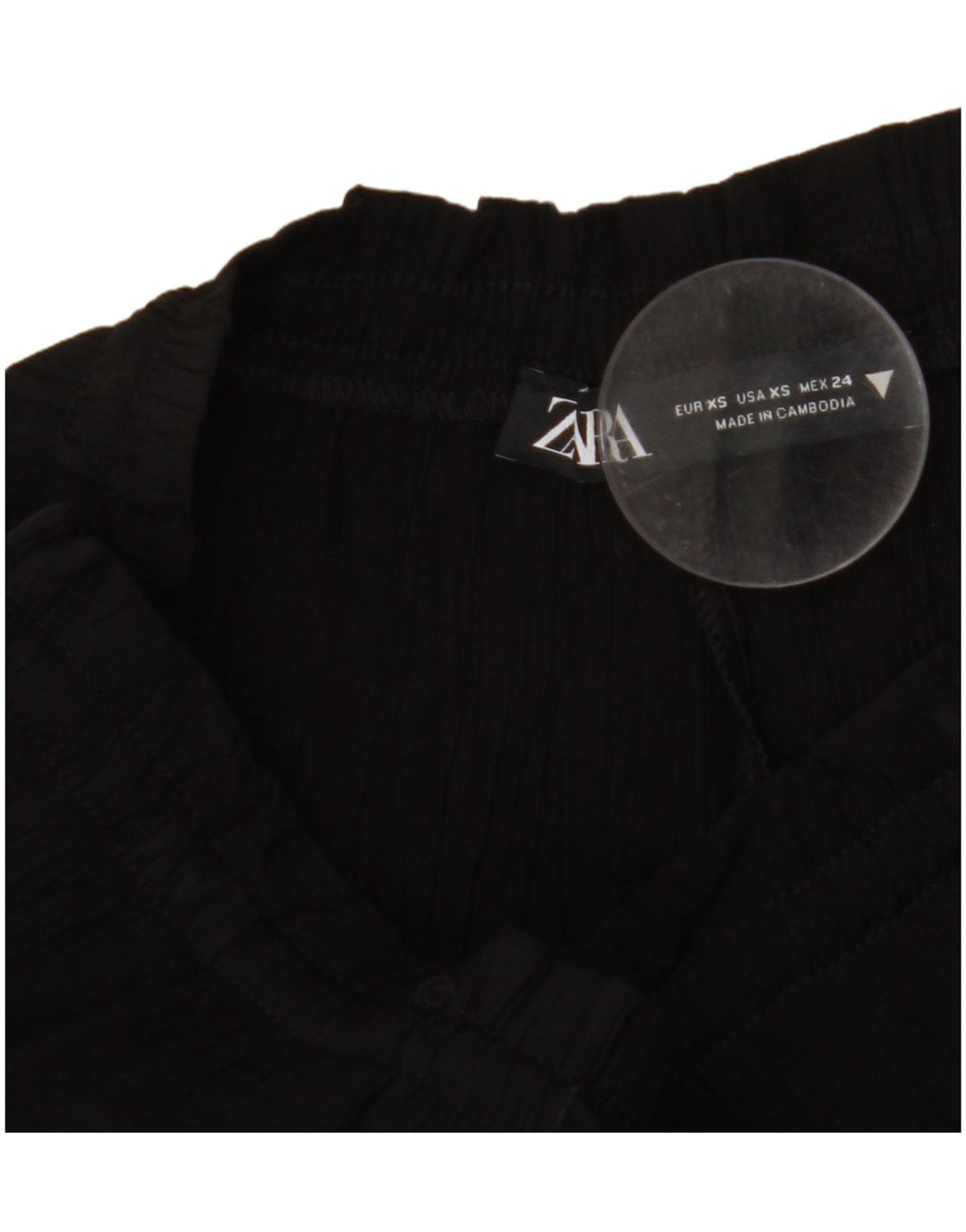 ZARA Womens High Waist Wide Leg Trousers UK 4 XS W24 L11 Black