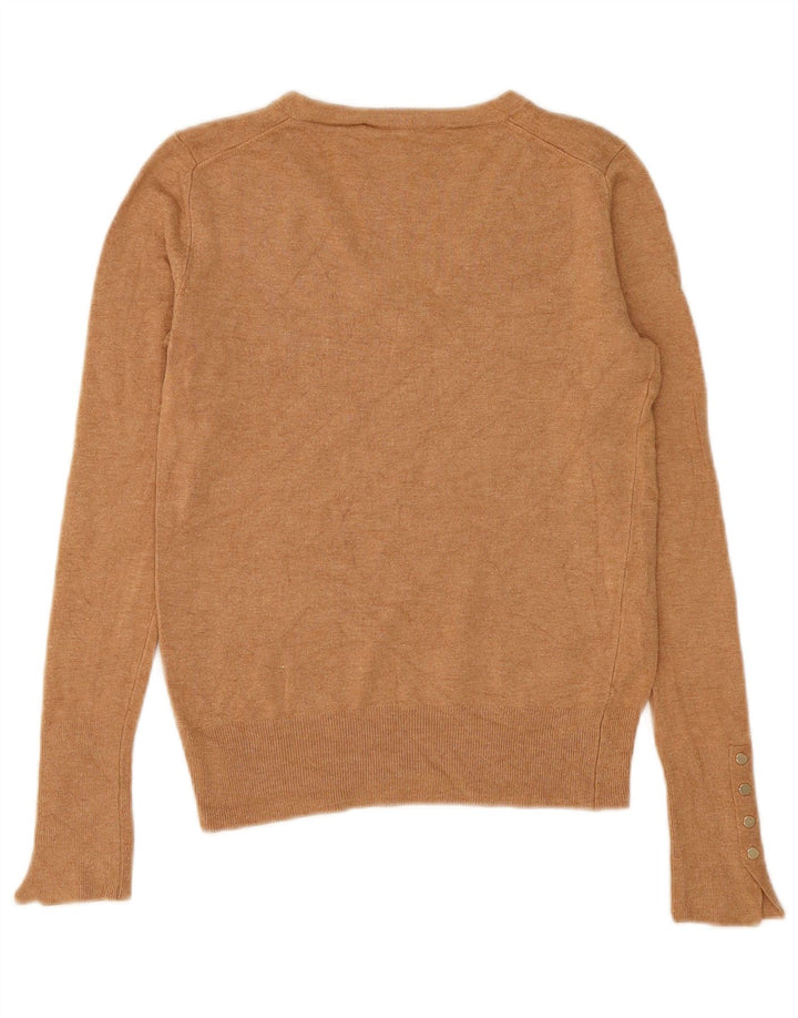 Zara Womens V-Neck Jumper Sweater UK 10 Small Beige