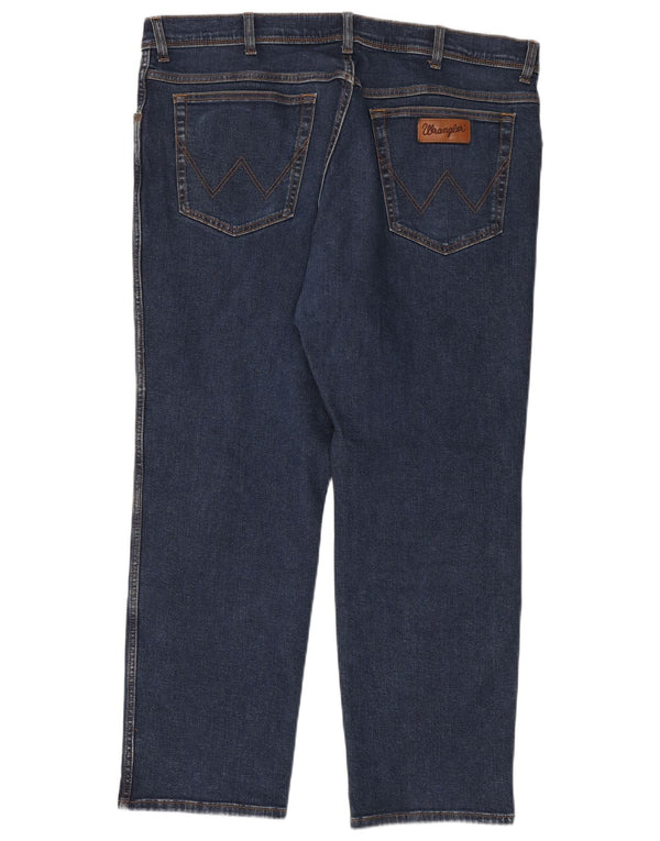 Wrangler Mens Texas Straight Jeans W42 L30 Navy Blue Cotton
