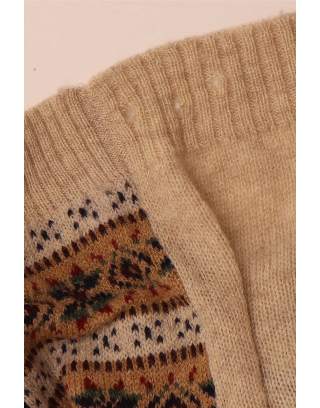 Mark Astor Mens Vest Tank Top XL Beige Fair Isle Wool