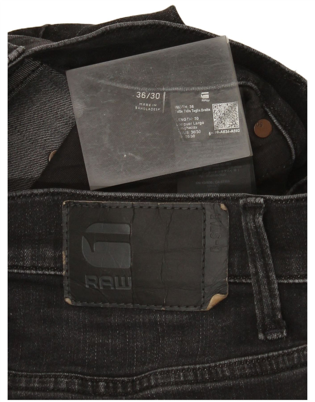 G-Star Mens Slim Jeans W36 L30 Black Cotton