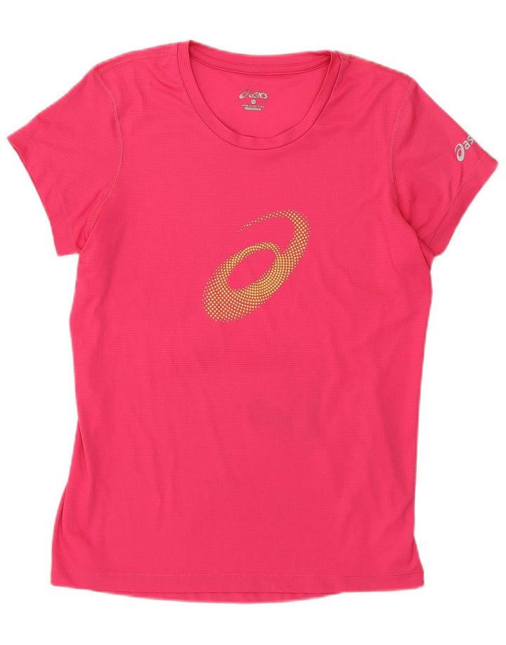 Asics Womens Graphic T-Shirt Top UK 10 Small Pink