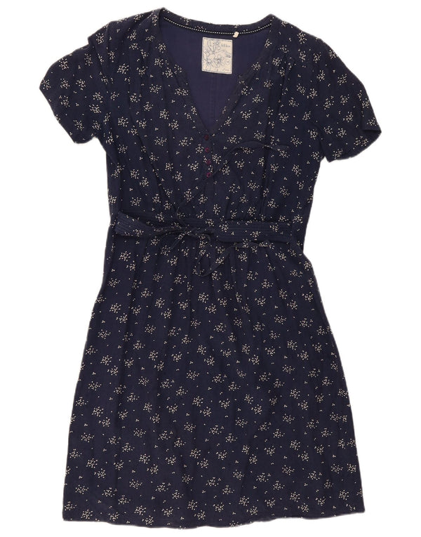 Fat Face Womens A-Line Dress UK 10 Small Navy Blue Floral