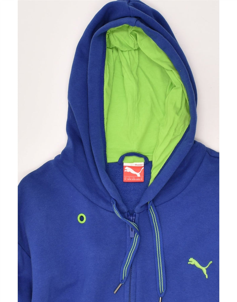 PUMA Mens Graphic Zip Hoodie Sweater XL Blue | Vintage Puma | Thrift | Second-Hand Puma | Used Clothing | Messina Hembry 