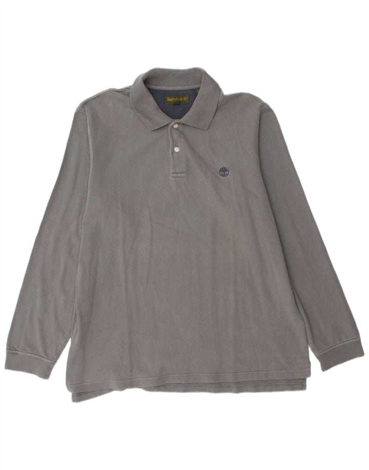 Timberland Mens Long Sleeve Polo Shirt Large Grey Cotton