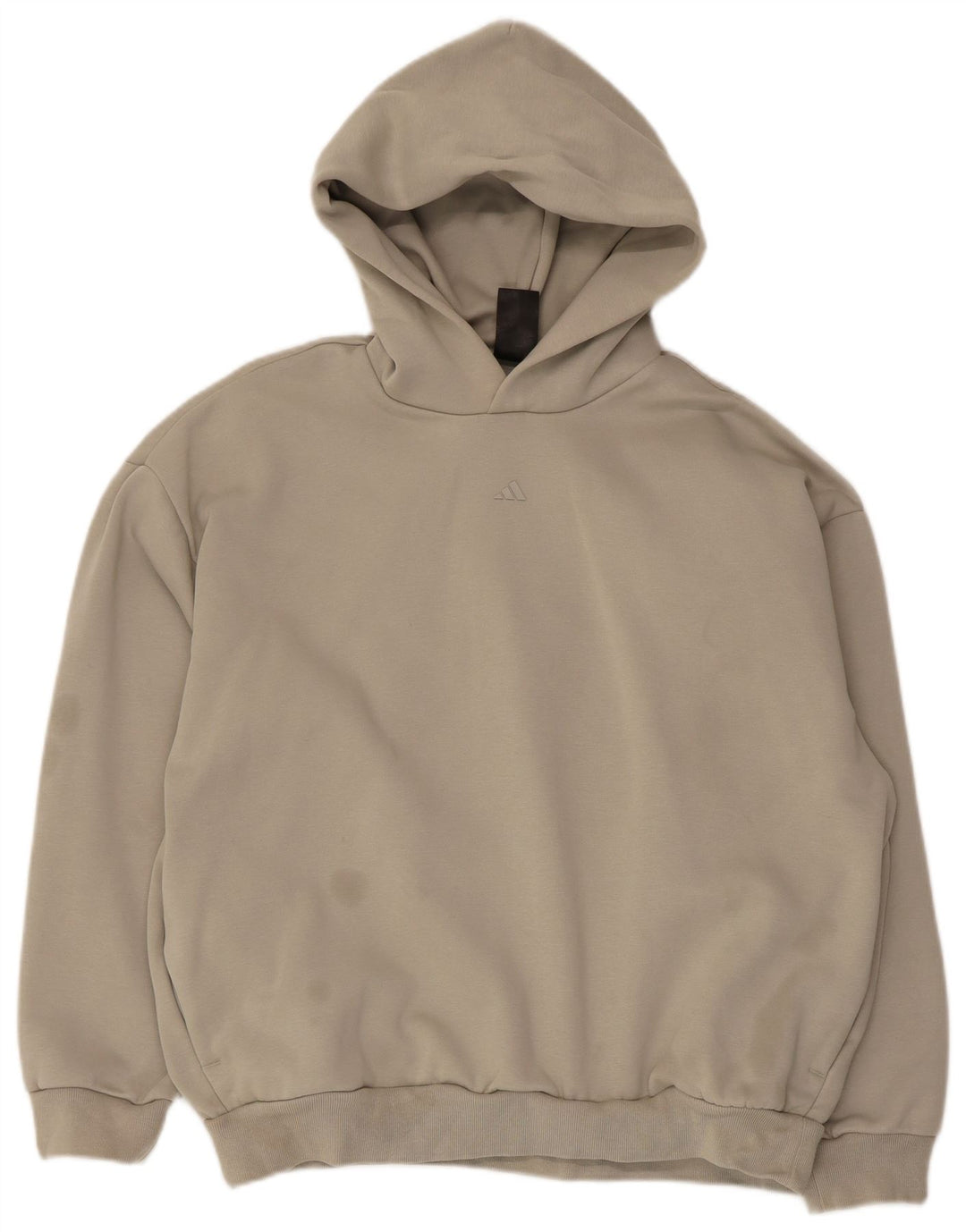 Adidas Mens Graphic Oversized Hoodie Jumper Small Beige