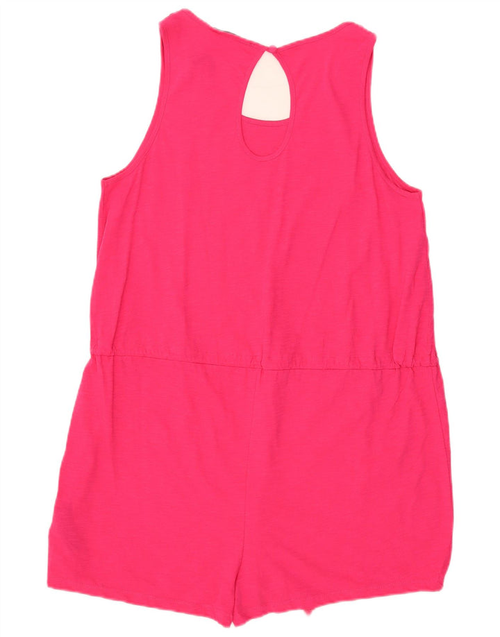 Marks & Spencer Womens Sleeveless Playsuit UK 14 Medium Pink Cotton