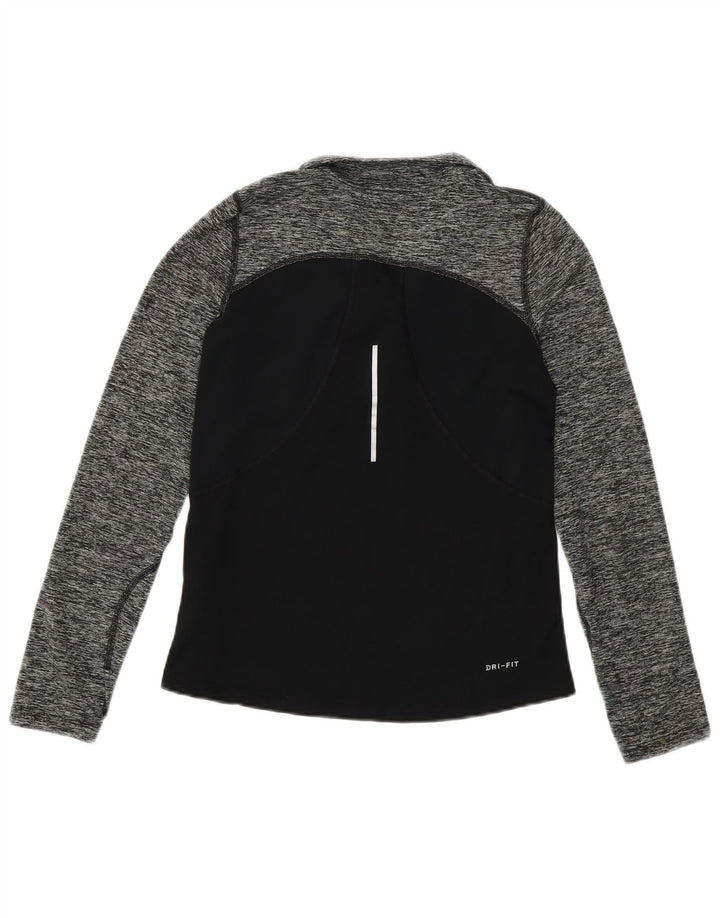 NIKE Womens Zip Neck Pullover Tracksuit Top UK 10 Small Black Flecked Vintage Nike and Second-Hand Nike from Messina Hembry 