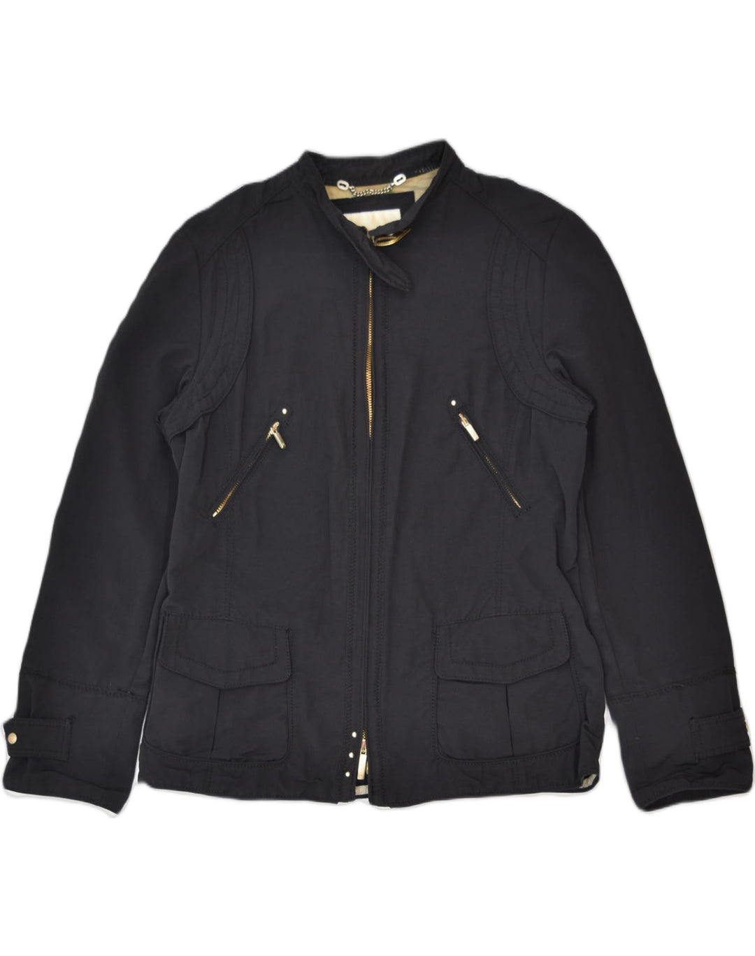 CERRUTI 1881 Womens Bomber Jacket IT 42 Medium Black Cotton | Vintage | Thrift | Second-Hand | Used Clothing | Messina Hembry 
