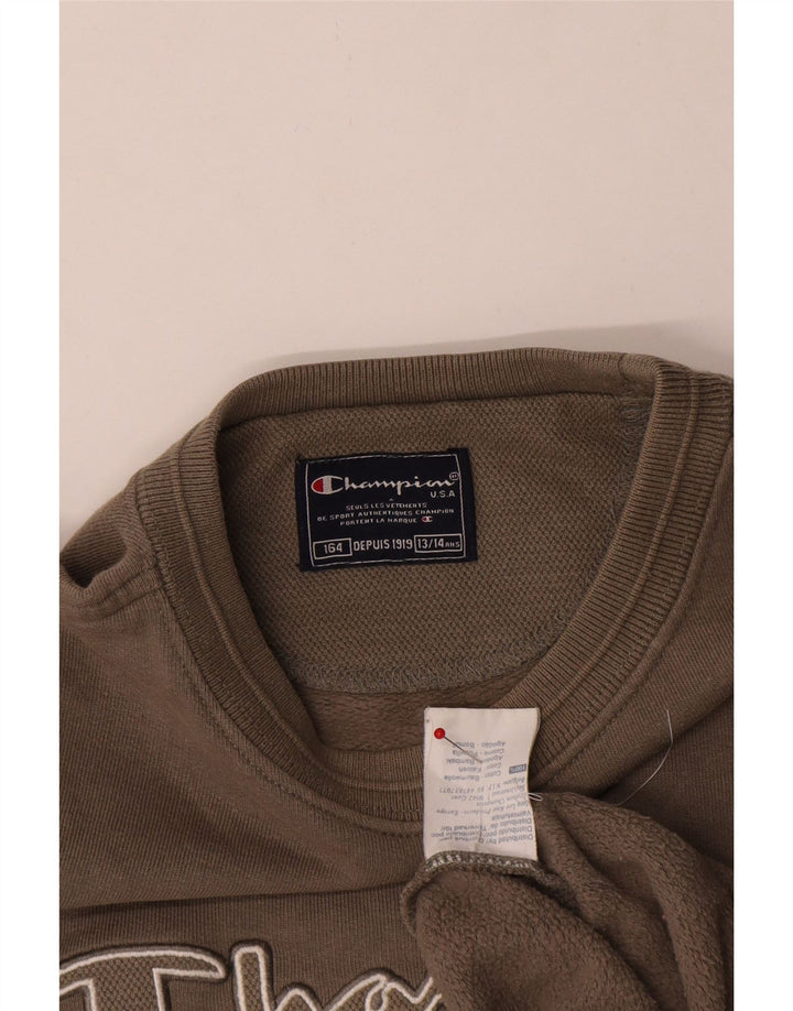 Champion Boys Graphic Sweatshirt Jumper 13-14 Years Beige Cotton