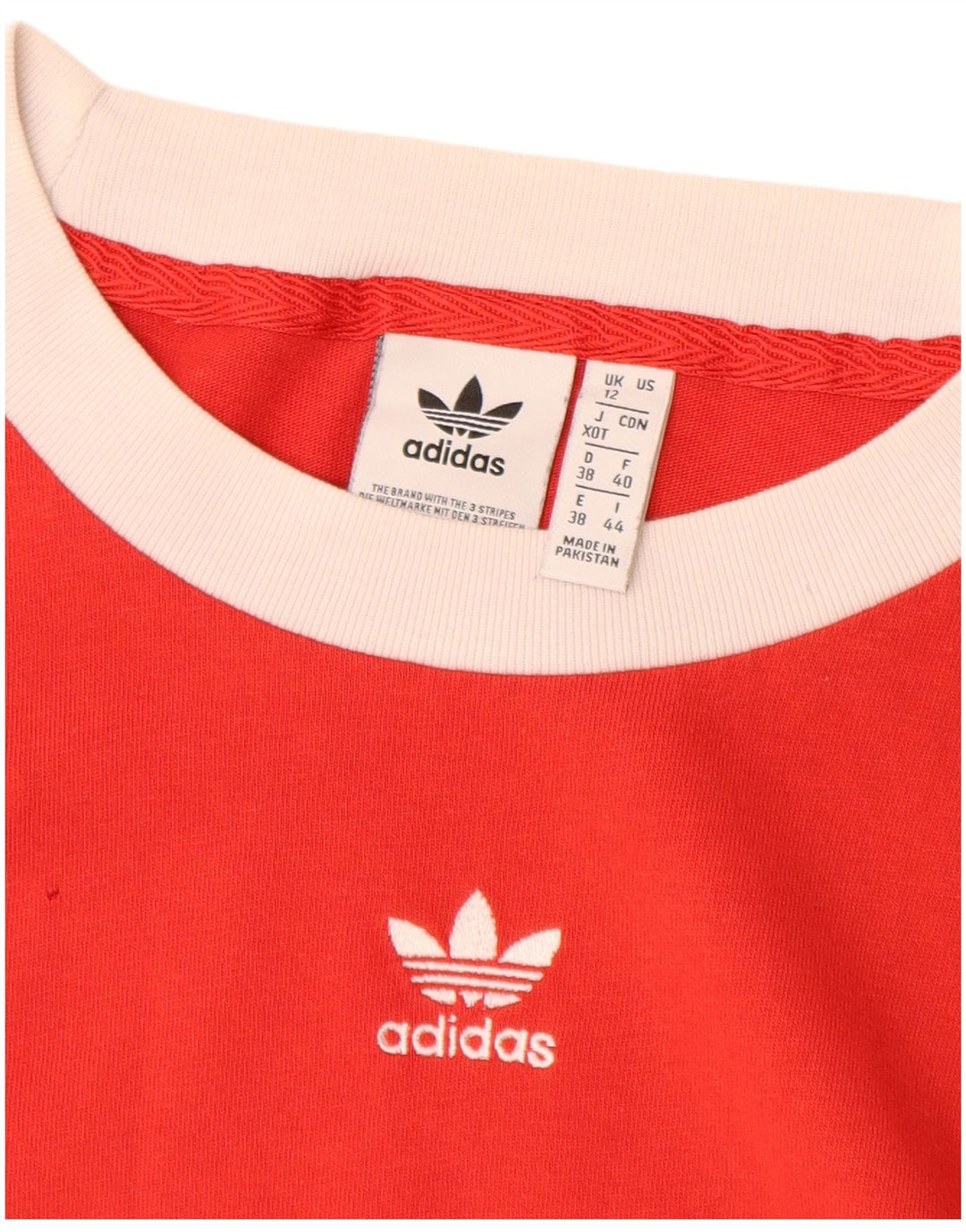 Adidas Womens Crop T-Shirt Top UK 12 Medium  Red Cotton