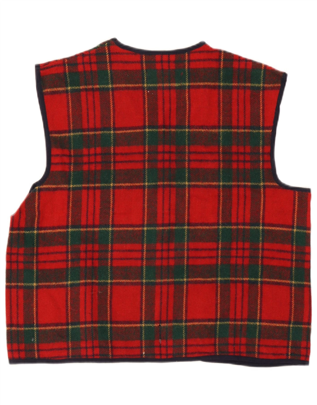 Vintage Mens Waistcoat Large Red Plaid Wool