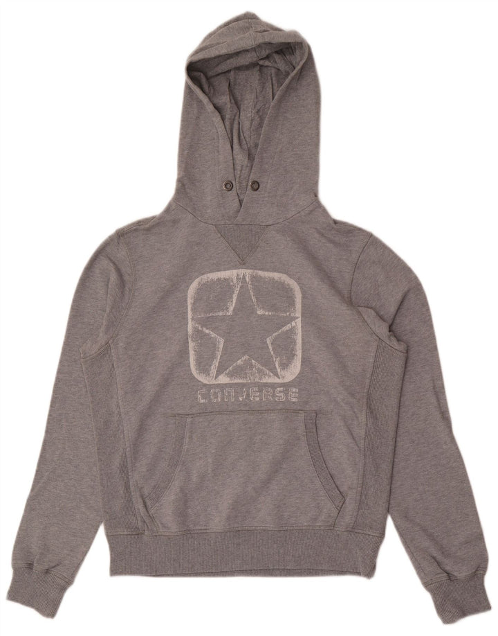 Converse Mens Graphic Hoodie Jumper Small Grey Cotton