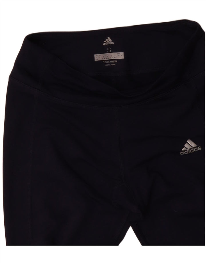ADIDAS Womens Climawarm Leggings UK 8/10 Small  Navy Blue Polyester