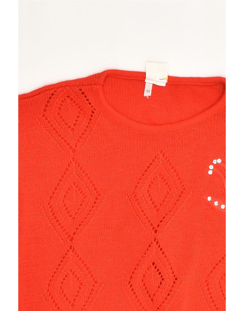 VINTAGE Womens Short Sleeve Boat Neck Jumper Sweater EU 40 Medium Red | Vintage Vintage | Thrift | Second-Hand Vintage | Used Clothing | Messina Hembry 