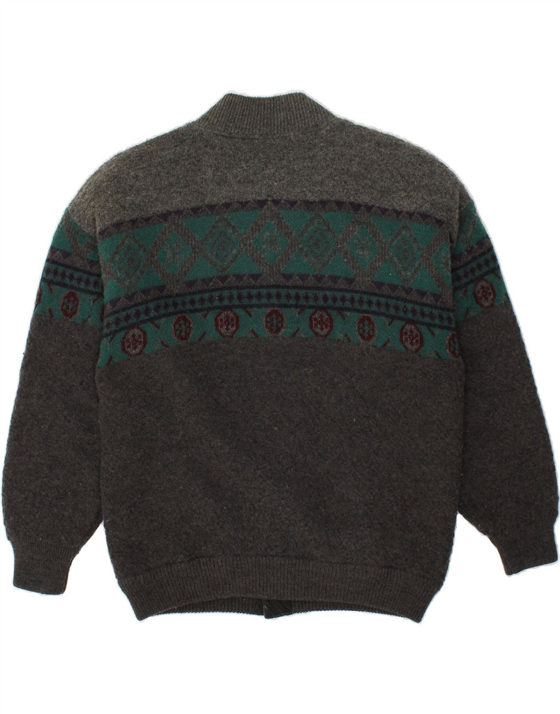 SETTEBELO Mens Knit Bomber Jacket UK 38 Medium Grey Fair Isle Vintage Settebelo and Second-Hand Settebelo from Messina Hembry 