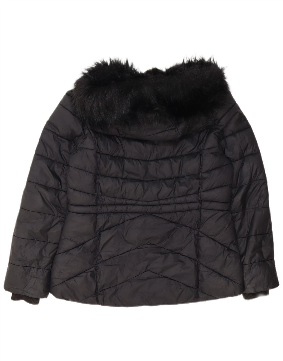 Barbour Womens Hooded Padded Jacket UK 14 Large Black Polyester