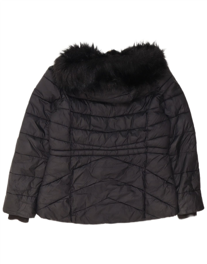 Barbour Womens Hooded Padded Jacket UK 14 Large Black Polyester