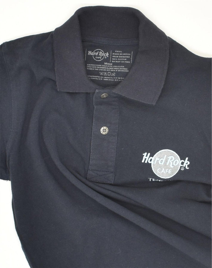 HARD ROCK CAFE Mens Tenerife Polo Shirt Small Navy Blue Cotton | Vintage Hard Rock Cafe | Thrift | Second-Hand Hard Rock Cafe | Used Clothing | Messina Hembry 