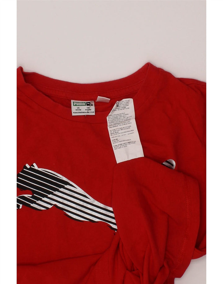 Puma Boys Graphic T-Shirt Top 7-8 Years Small Red Cotton