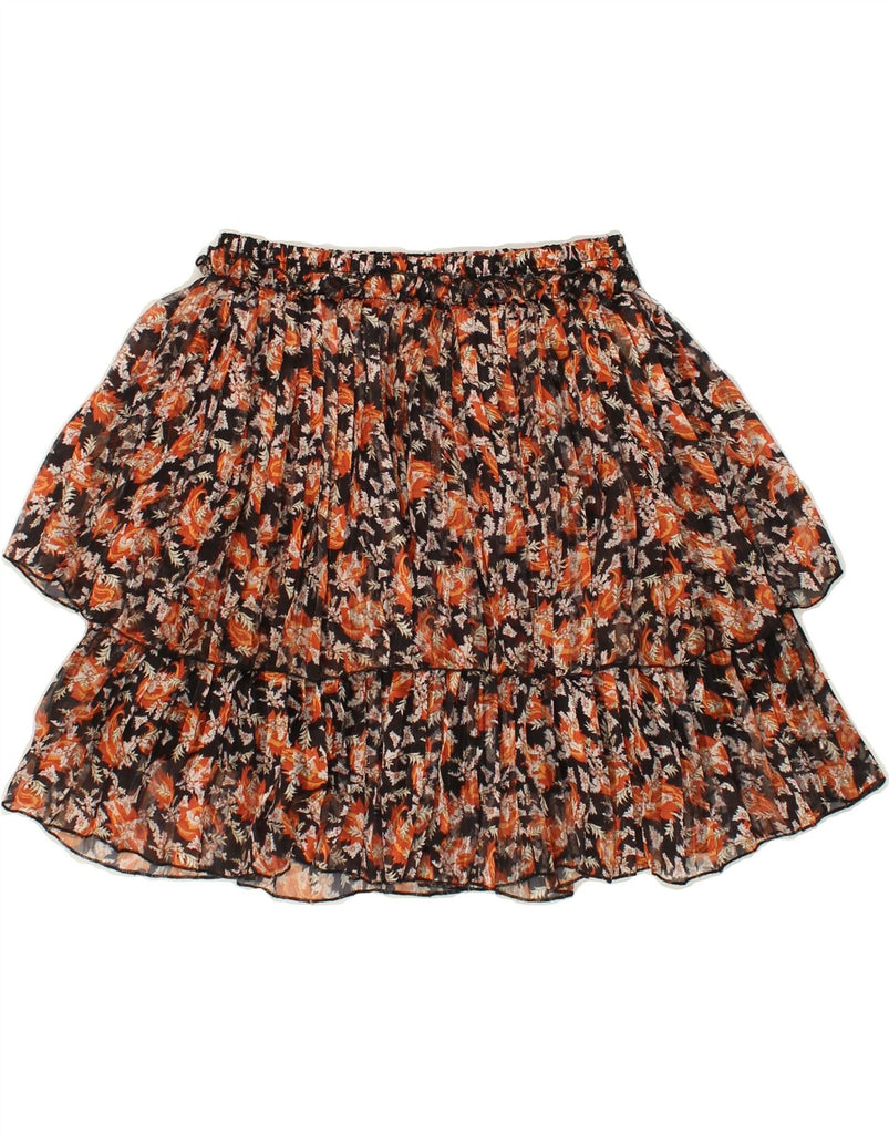 VINTAGE Womens Tiered Skirt Small W26  Orange Floral Polyester | Vintage Vintage | Thrift | Second-Hand Vintage | Used Clothing | Messina Hembry 