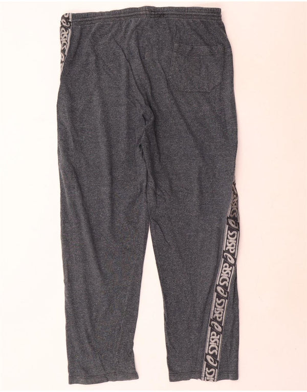 Asics Mens Graphic Tracksuit Trousers Large Grey Flecked Cotton