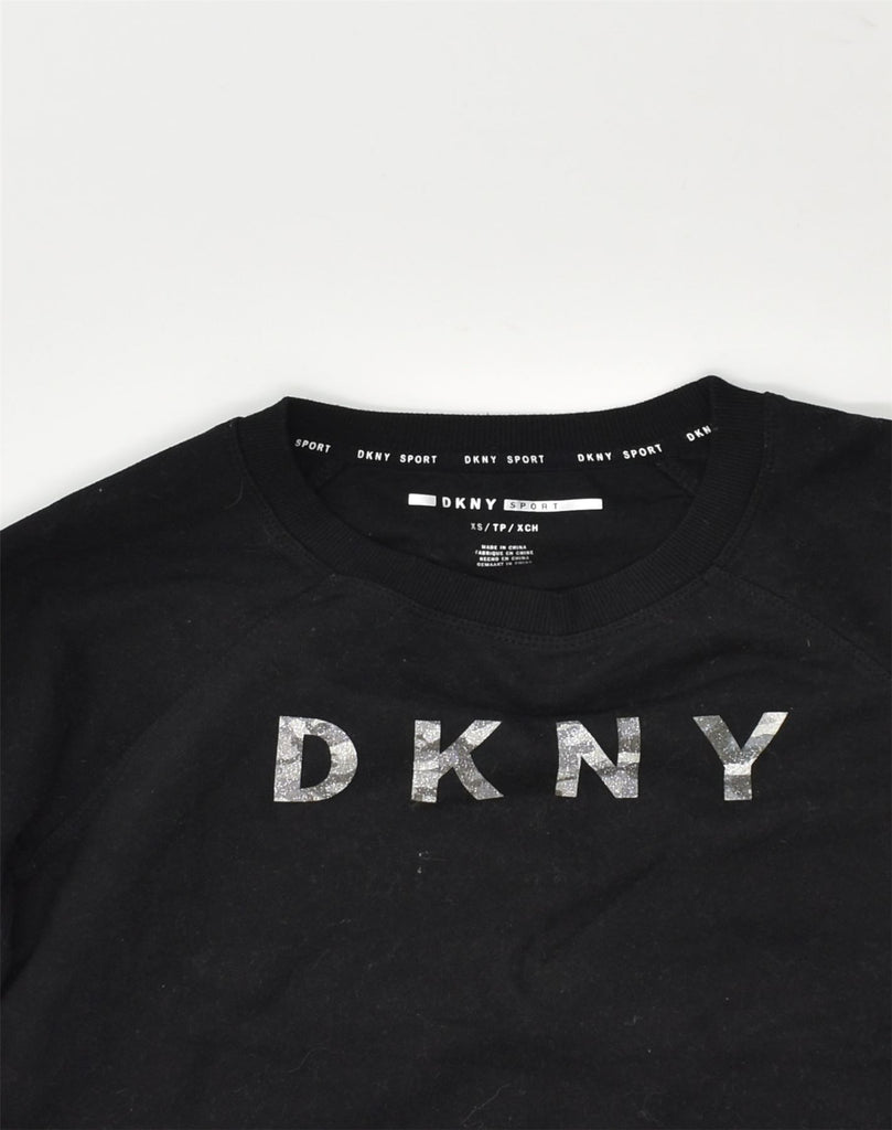 DKNY Womens Graphic Sweatshirt Jumper UK 6 XS Black Cotton | Vintage Dkny | Thrift | Second-Hand Dkny | Used Clothing | Messina Hembry 