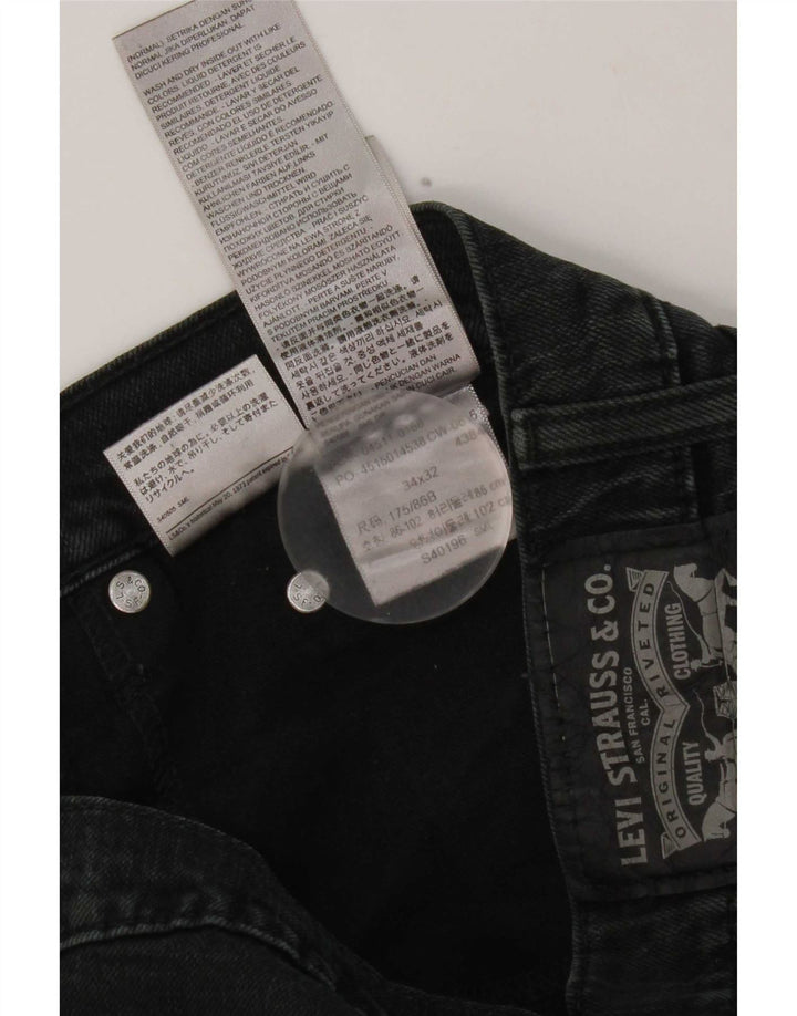 Levi's Mens Straight Jeans W34 L32 Black Cotton