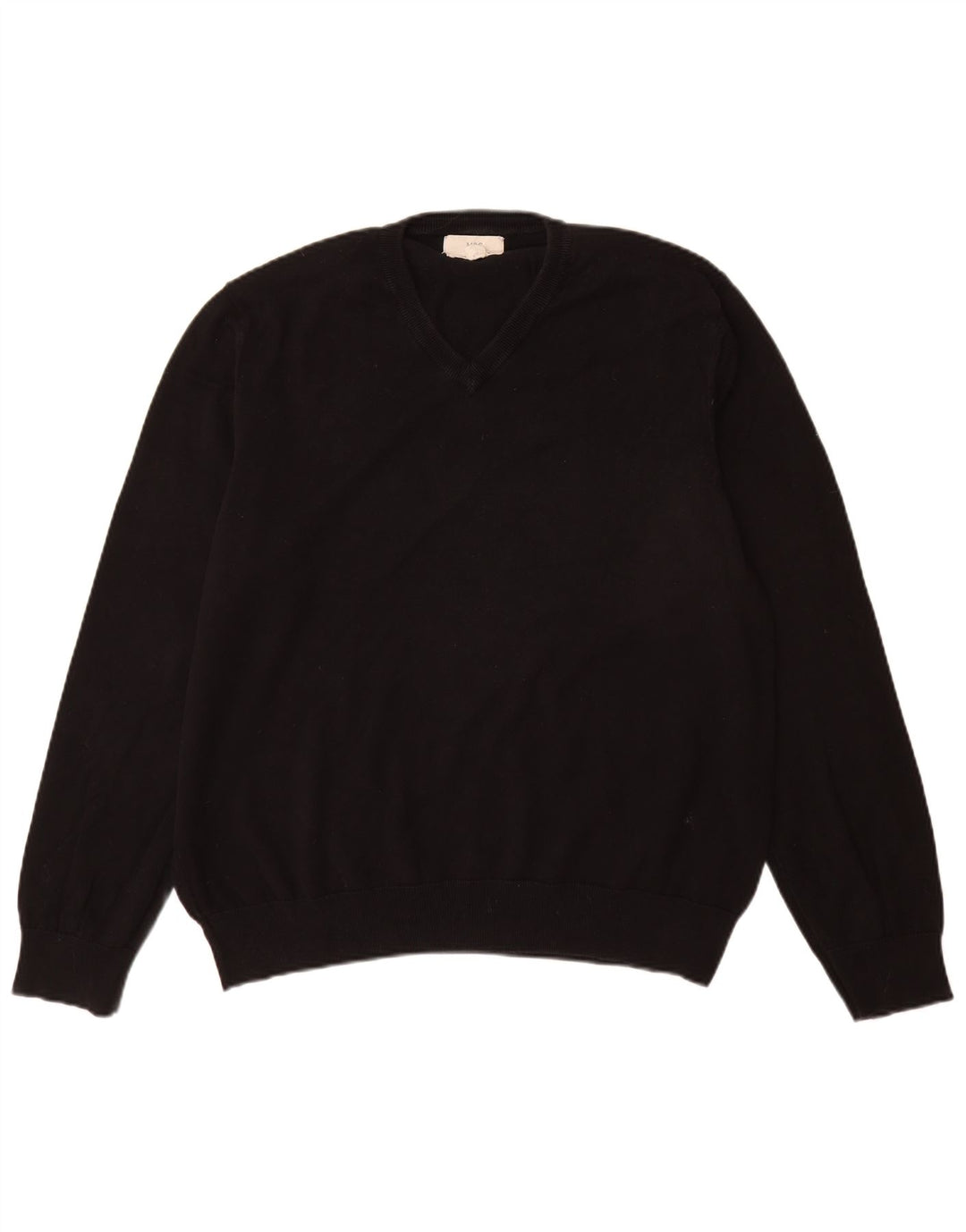 Marks & Spencer Mens V-Neck Jumper Sweater XL Black Cotton