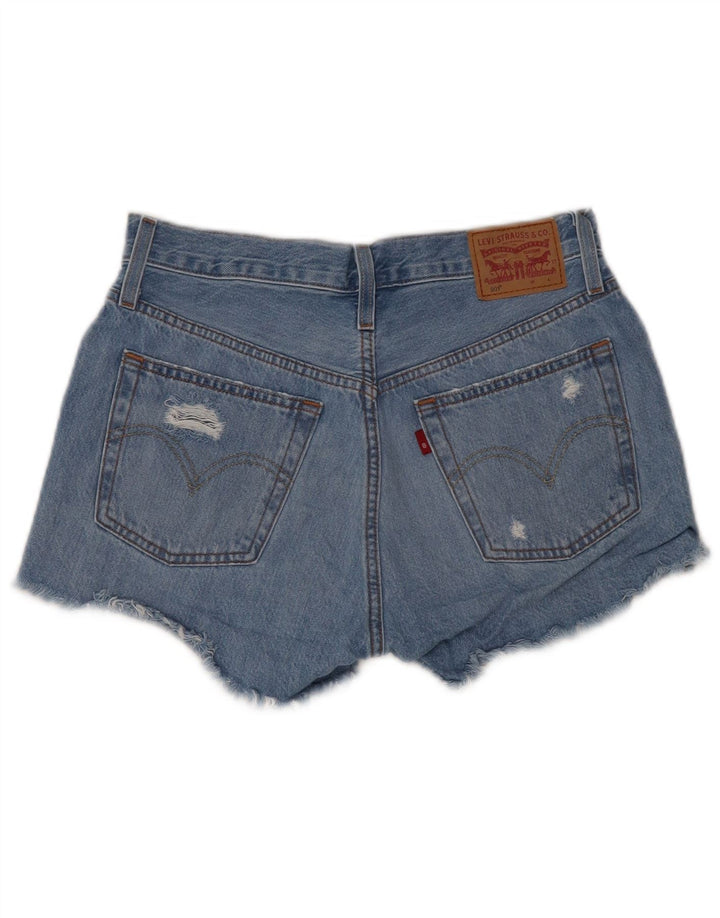 LEVI'S Womens 501 Distressed Denim Shorts W27 Small Blue Cotton
