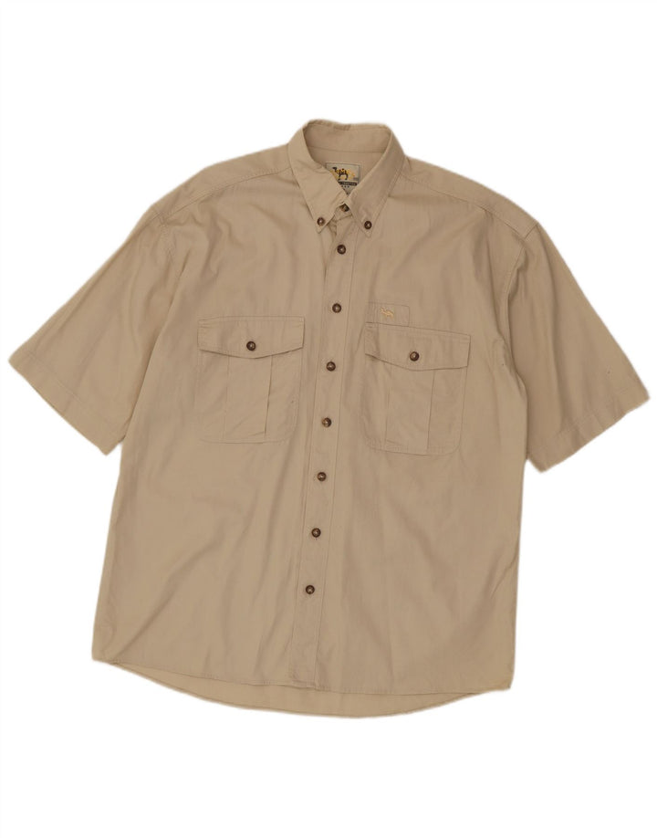 Camel Active Mens Short Sleeve Shirt Medium Beige Cotton