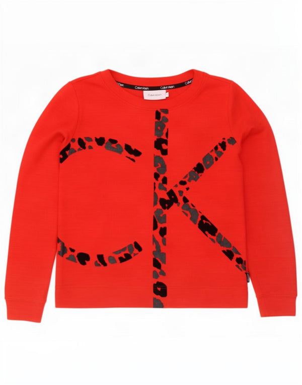 Calvin Klein Womens Graphic Oversized Sweatshirt Jumper UK 10 Small Red