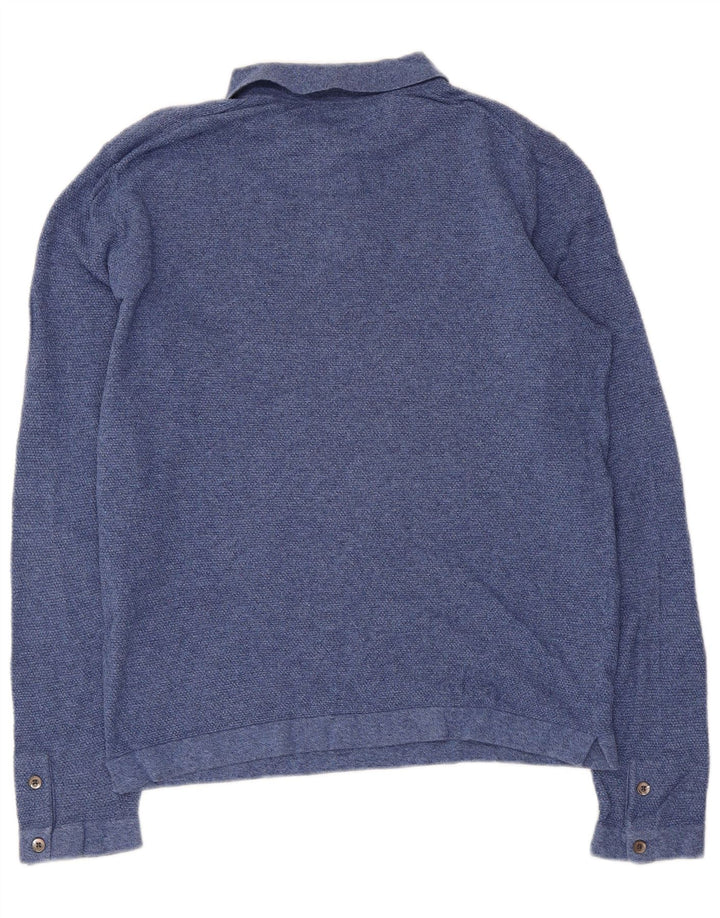 MASSIMO DUTTI Mens Long Sleeve Polo Shirt Large Blue Cotton
