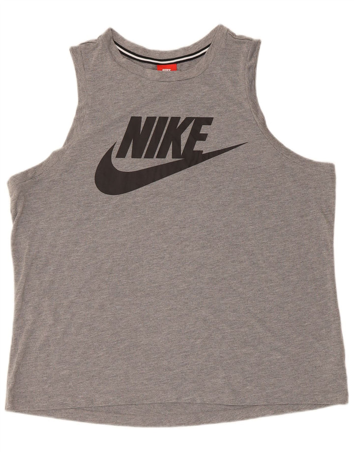 Nike Womens Regular Fit Graphic Vest Top UK 18 XL Grey Polyester