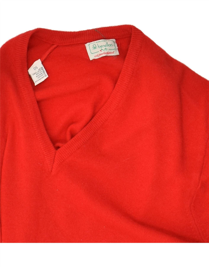 BENETTON Womens V-Neck Jumper Sweater IT 50 XL Red | Vintage Benetton | Thrift | Second-Hand Benetton | Used Clothing | Messina Hembry 