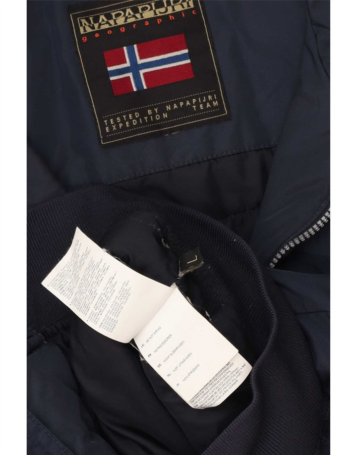Napapijri Mens Geographic Bomber Jacket UK 40 Large Navy Blue Polyester
