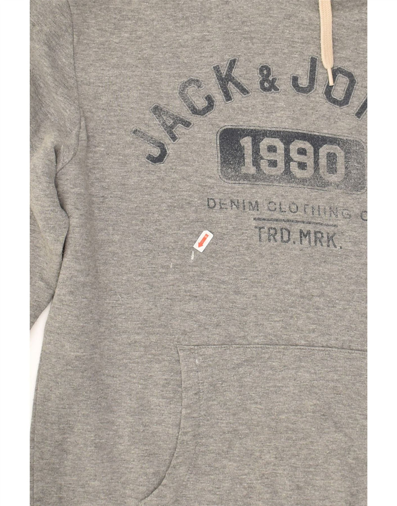 JACK & JONES Mens Graphic Hoodie Jumper Large Grey Cotton | Vintage Jack & Jones | Thrift | Second-Hand Jack & Jones | Used Clothing | Messina Hembry 