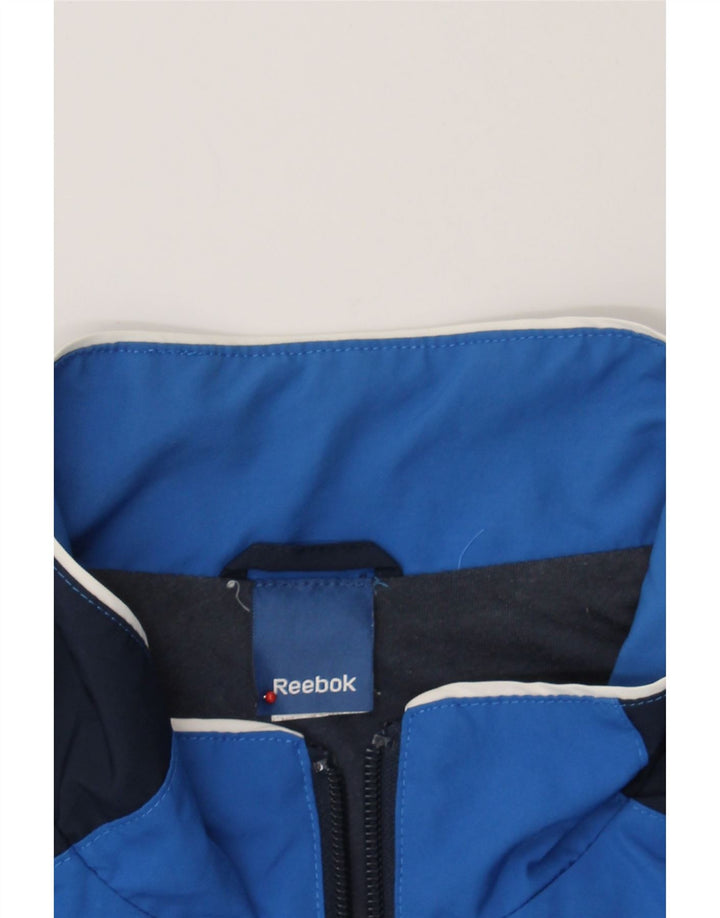 REEBOK Mens Tracksuit Top Jacket XL Navy Blue Colourblock Polyester Vintage Reebok and Second-Hand Reebok from Messina Hembry 
