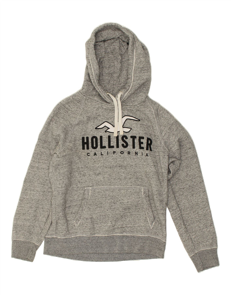 HOLLISTER Mens Graphic Hoodie Jumper Medium Grey Flecked Cotton | Vintage Hollister | Thrift | Second-Hand Hollister | Used Clothing | Messina Hembry 