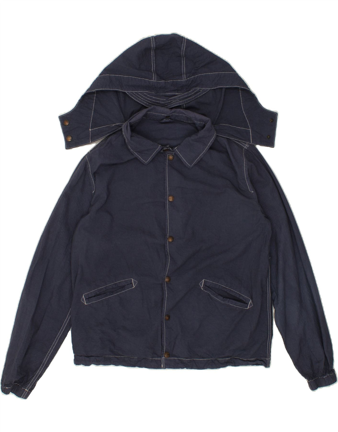VINTAGE Mens Hooded Bomber Jacket IT 50 Large Navy Blue
