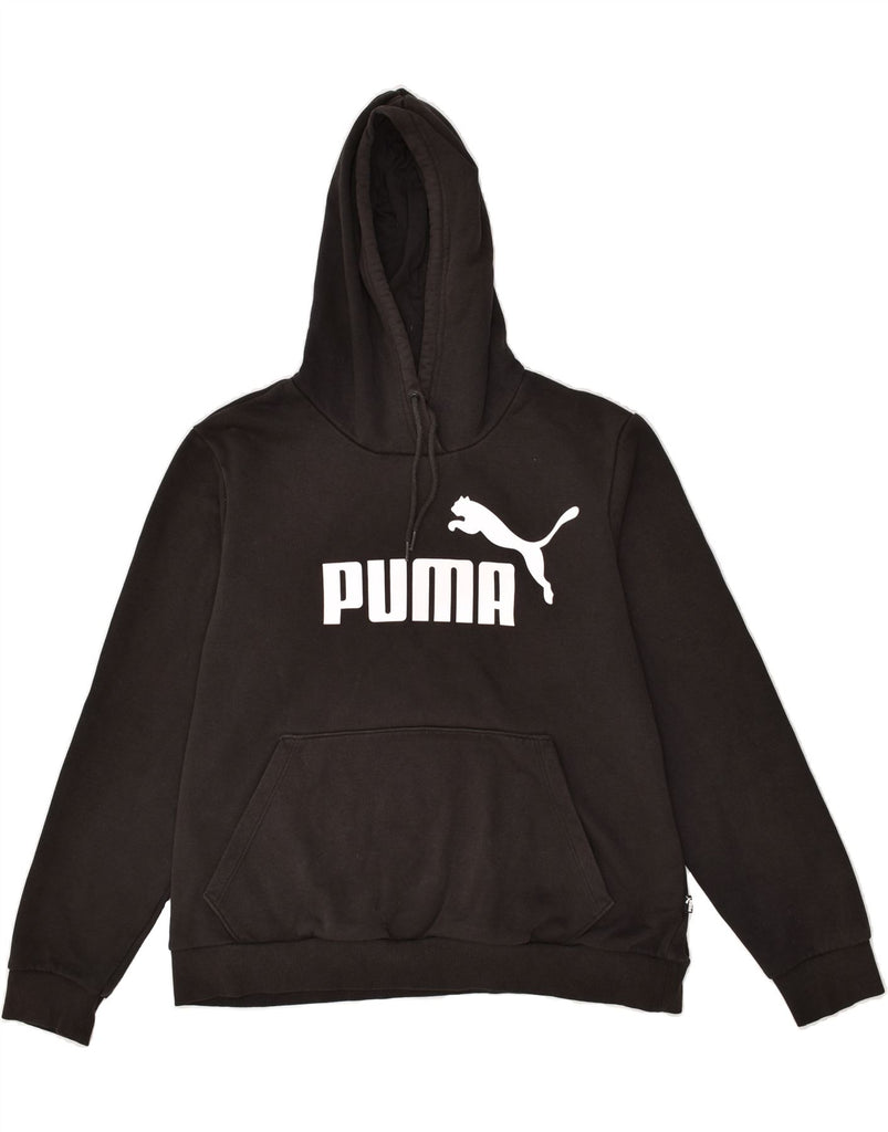 PUMA Womens Graphic Hoodie Jumper UK 16 Large Black | Vintage Puma | Thrift | Second-Hand Puma | Used Clothing | Messina Hembry 