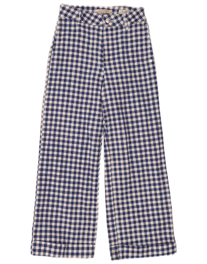 Scotch & Soda Womens Regular Bootcut Chino Trousers W26 L26 Blue Gingham
