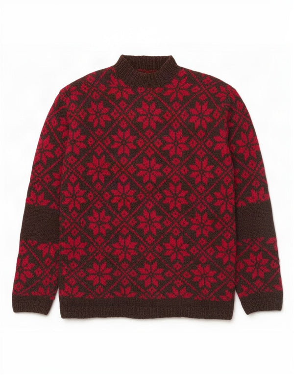 Vintage Womens Turtle Neck Jumper Sweater UK 16 Large Red Fair Isle