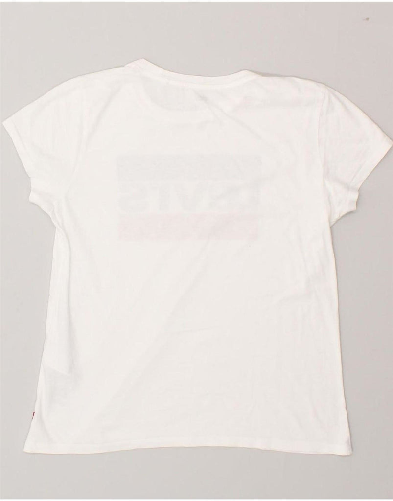 LEVI'S Womens Graphic T-Shirt Top UK 10 Small White Cotton Vintage Levi's and Second-Hand Levi's from Messina Hembry 