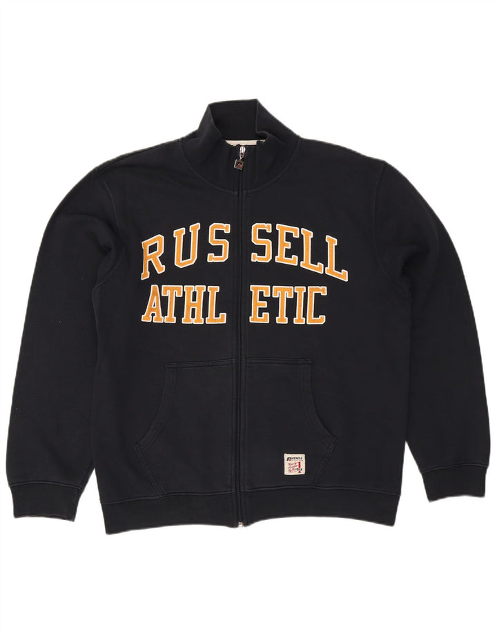 Russell Athletic Mens Graphic Tracksuit Top Jacket Large Navy Blue Cotton