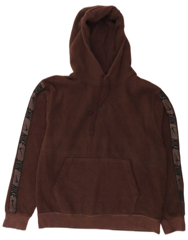 Nike Mens Therma-Fit Hooded Graphic Fleece Jumper Medium Brown Colourblock