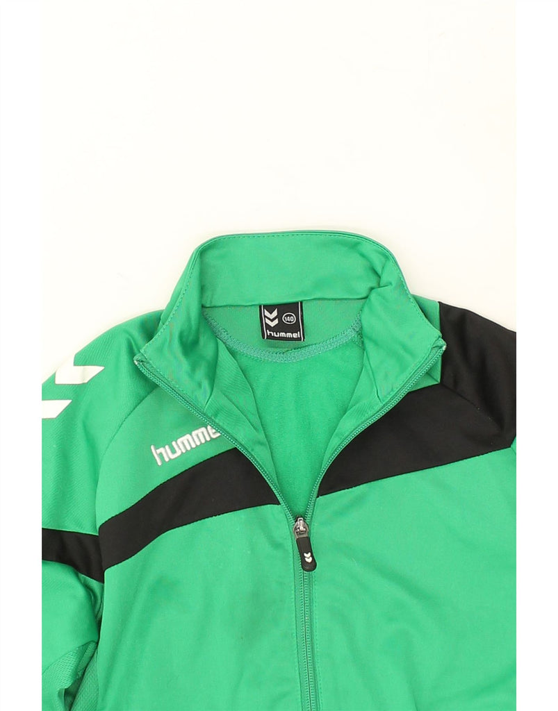 HUMMEL Boys Tracksuit Top Jacket 9-10 Years Green Polyester | Vintage Hummel | Thrift | Second-Hand Hummel | Used Clothing | Messina Hembry 